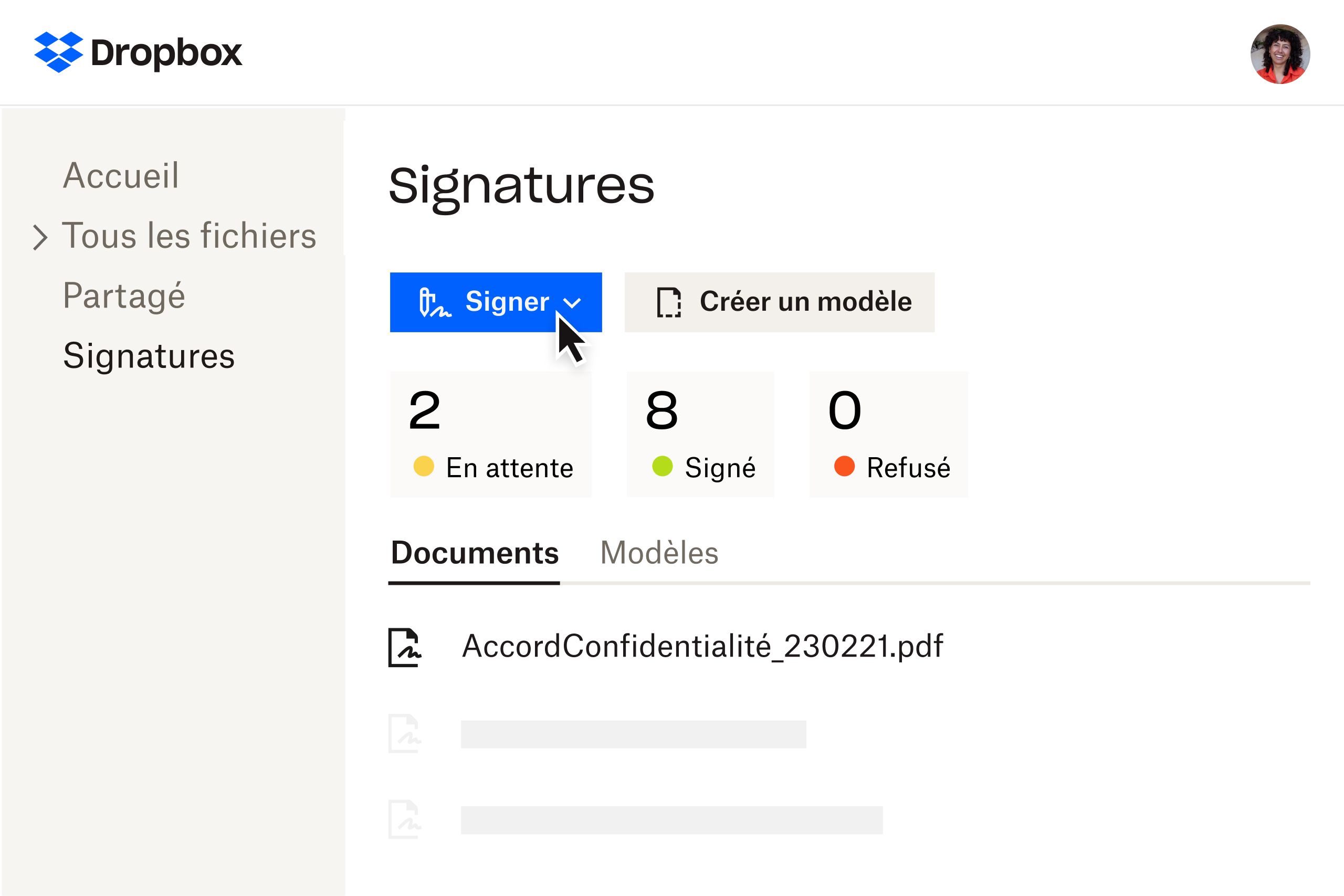 Page de signature Dropbox Sign