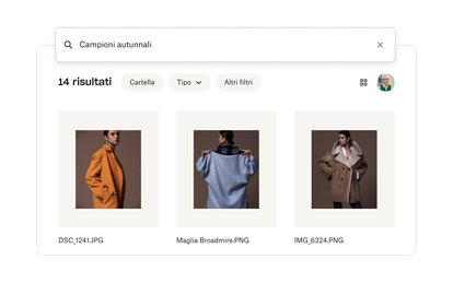 Schermata di ricerca in Dropbox