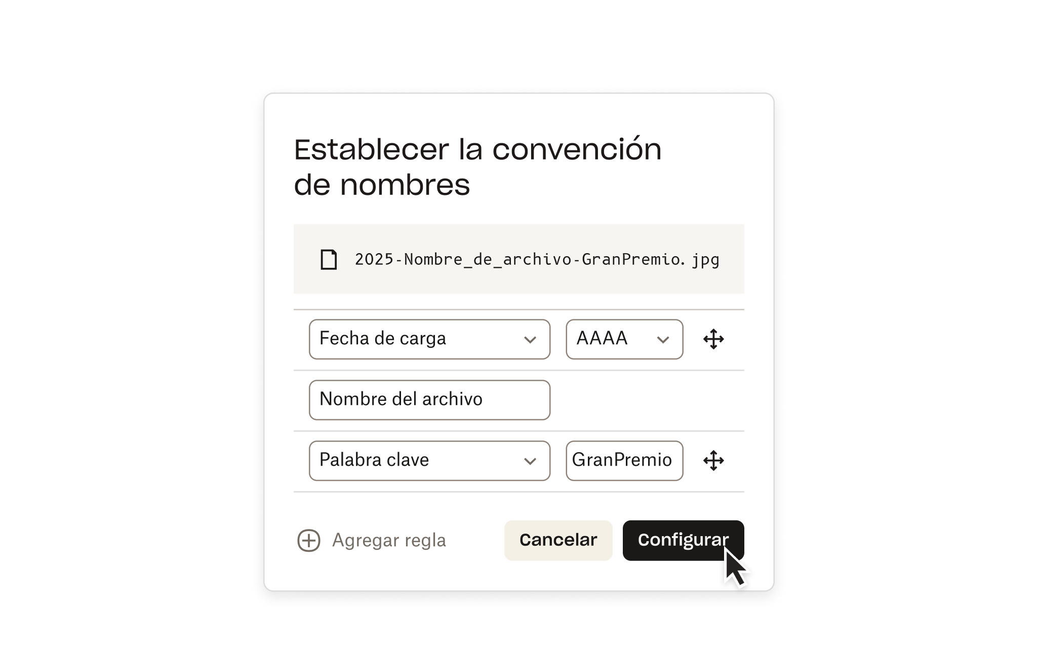 Pantalla Organizar en Dropbox