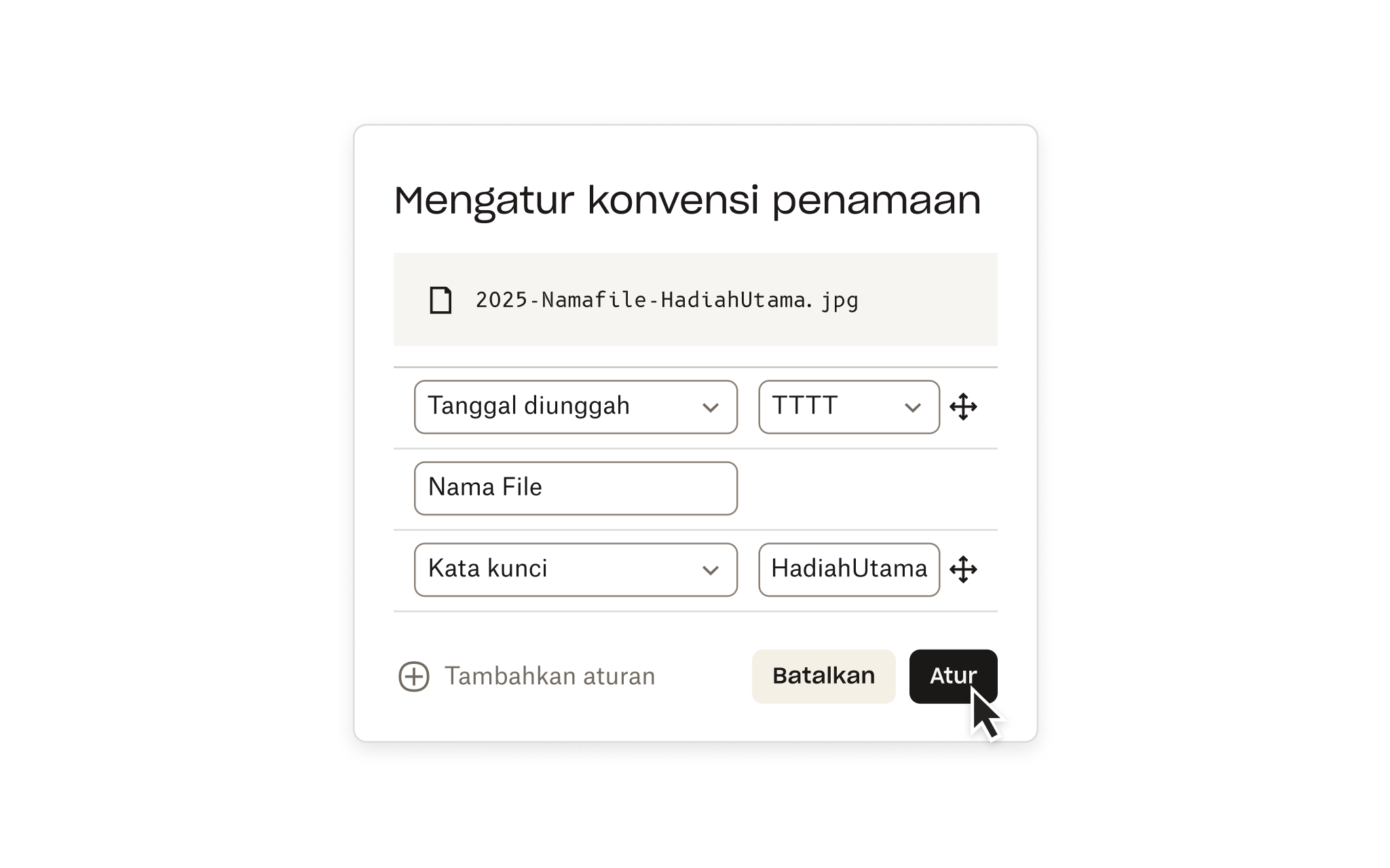 Atur tampilan layar di Dropbox