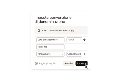 Schermata di organizzazione in Dropbox