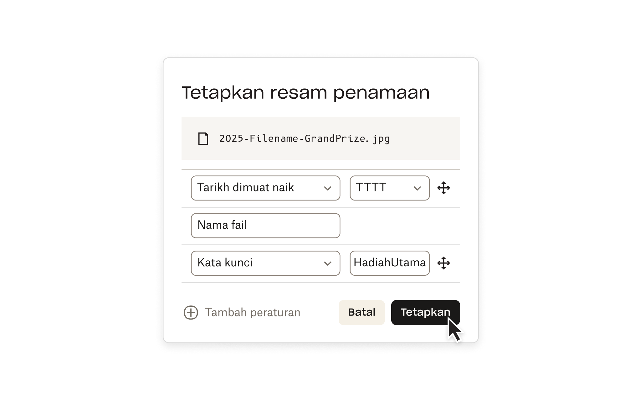 Susun skrin dalam Dropbox