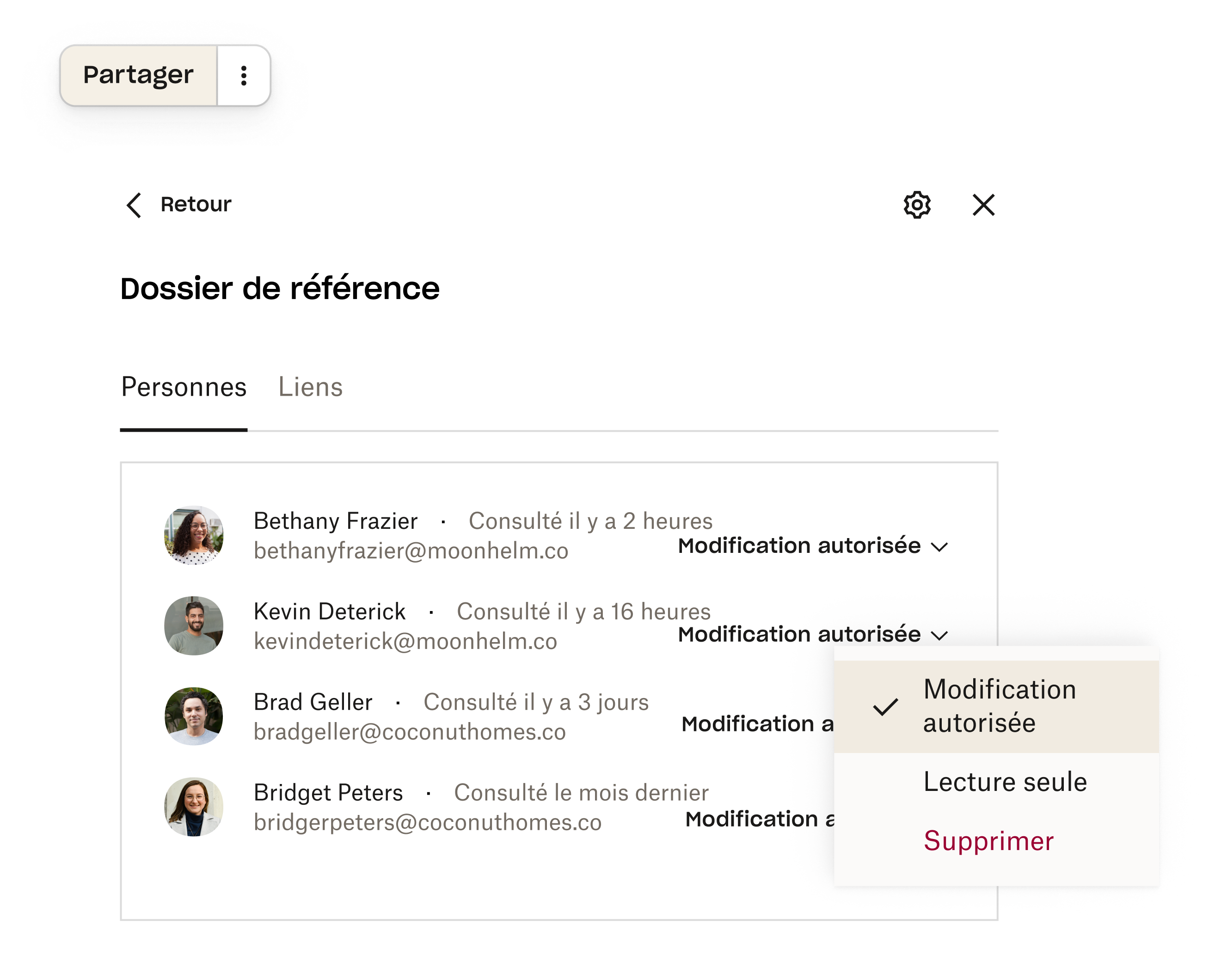 Écran de sécurité dans Dropbox