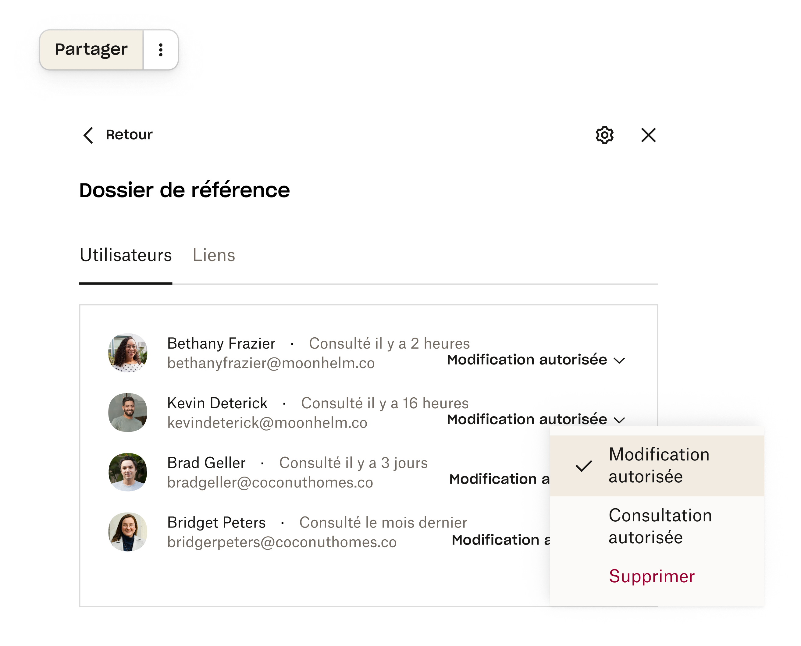 Écran de sécurité dans Dropbox
