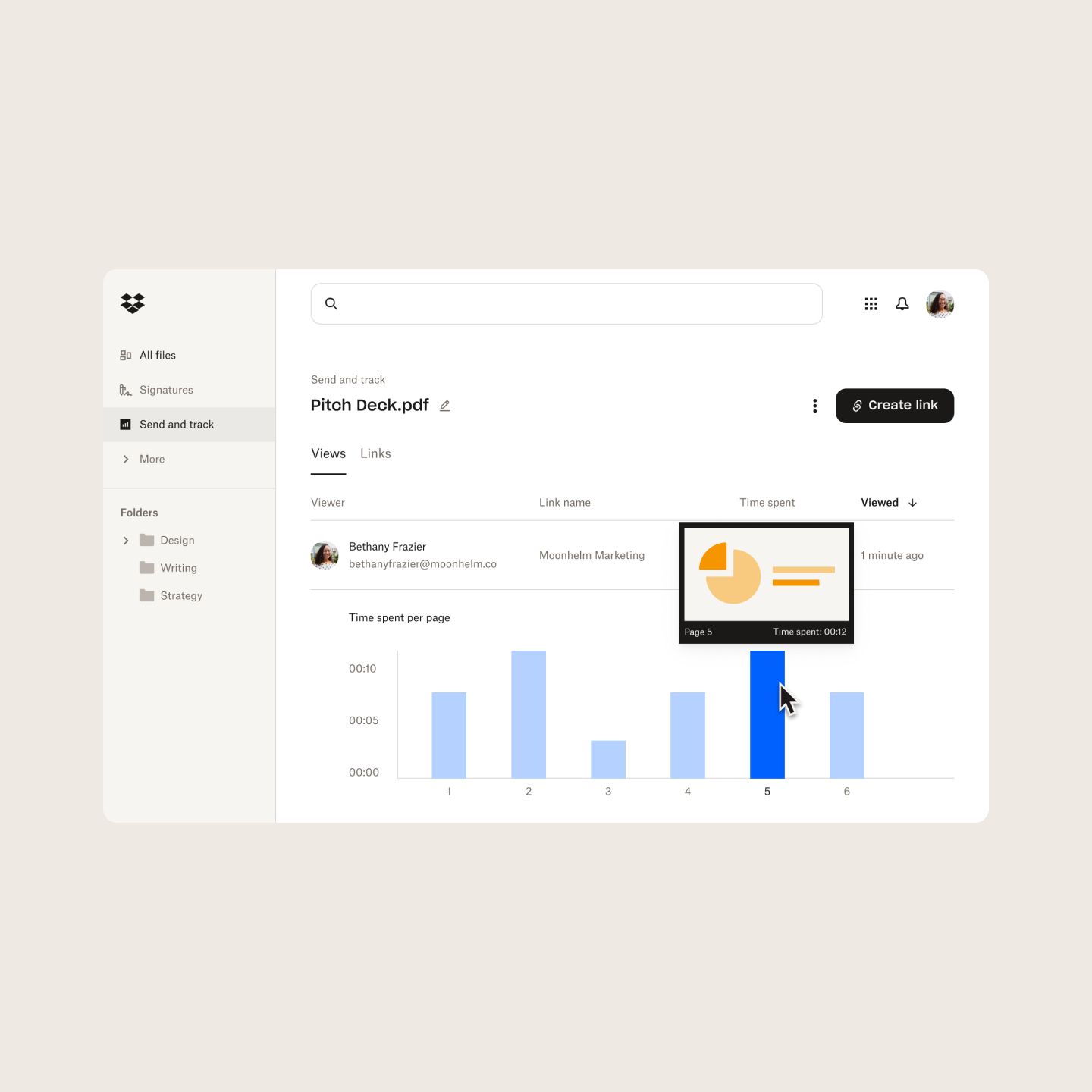 DocSend の共有情報分析の UI