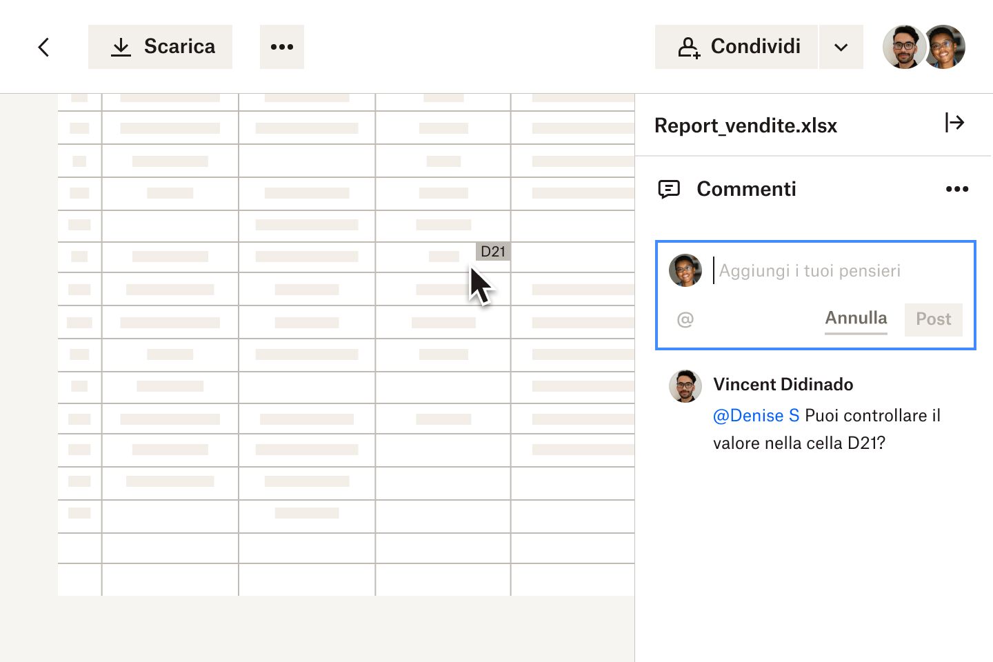 Interfaccia utente della visualizzare in anteprima di tipi di file in Dropbox