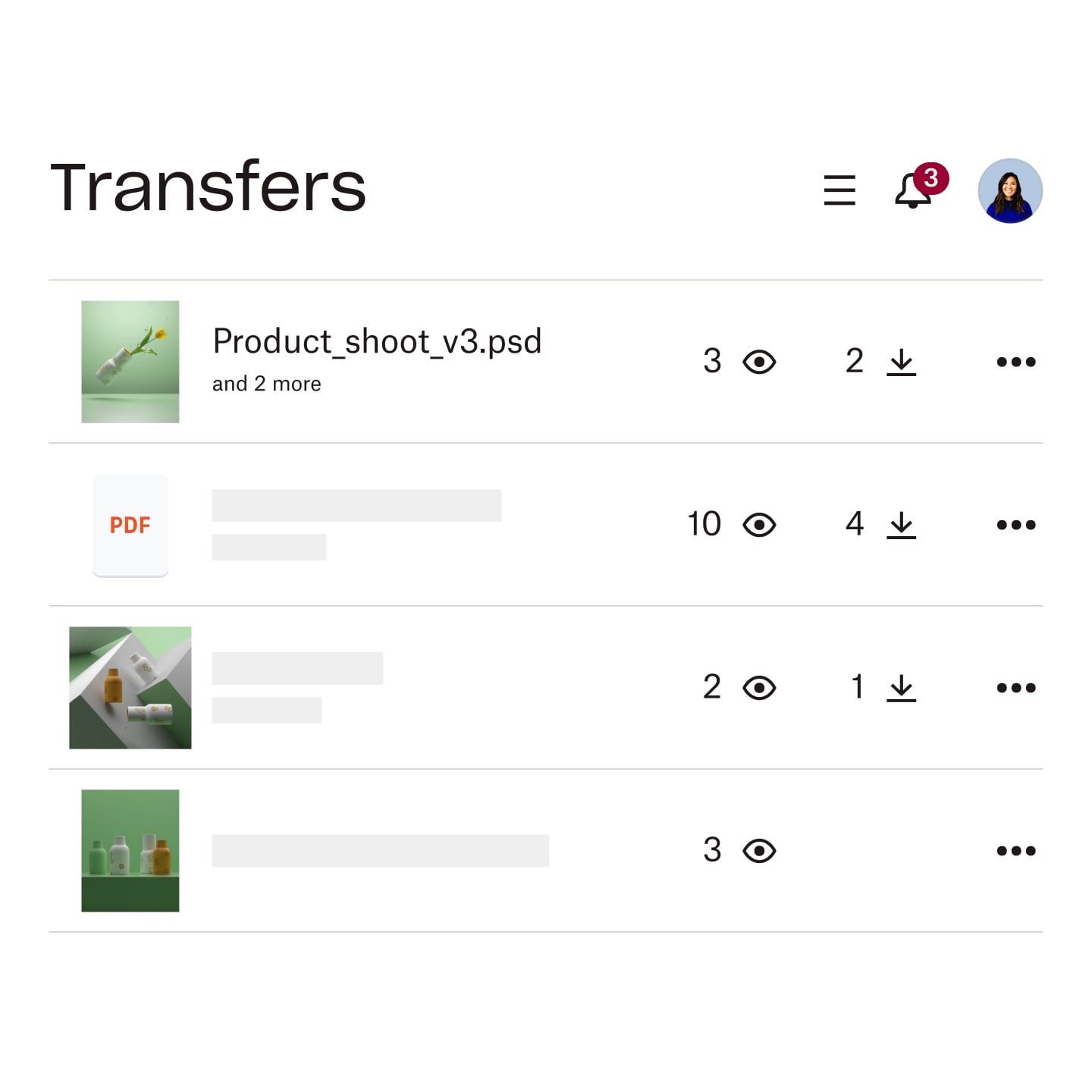 Transfer UI screen