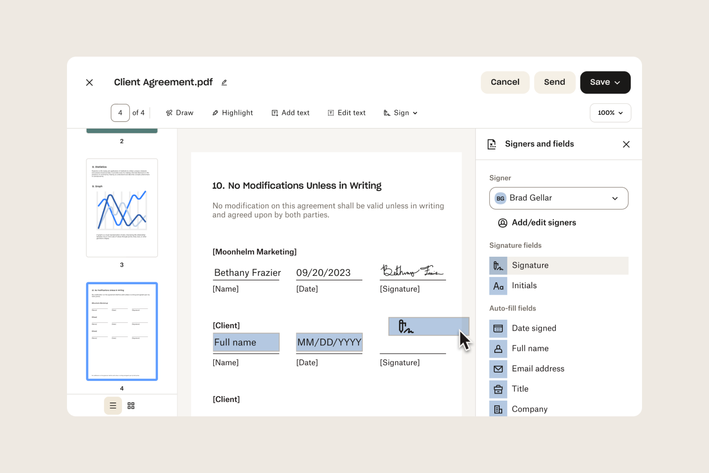 Preview edit pdf Sign UI