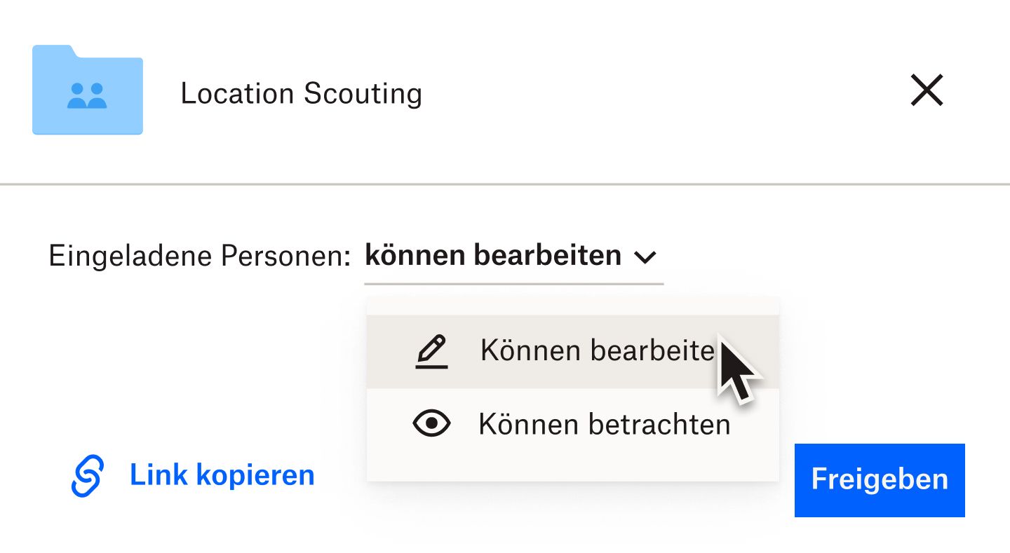 Ein Nutzer bearbeitet die Berechtigungen für die Anzeige und die Bearbeitung für einen freigegebenen Ordner