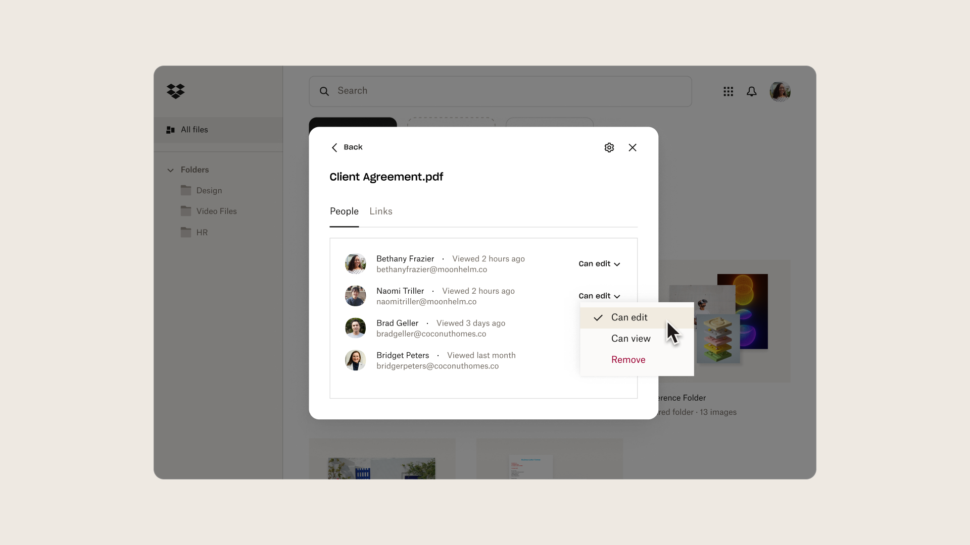 Preview storage secure sharing UI