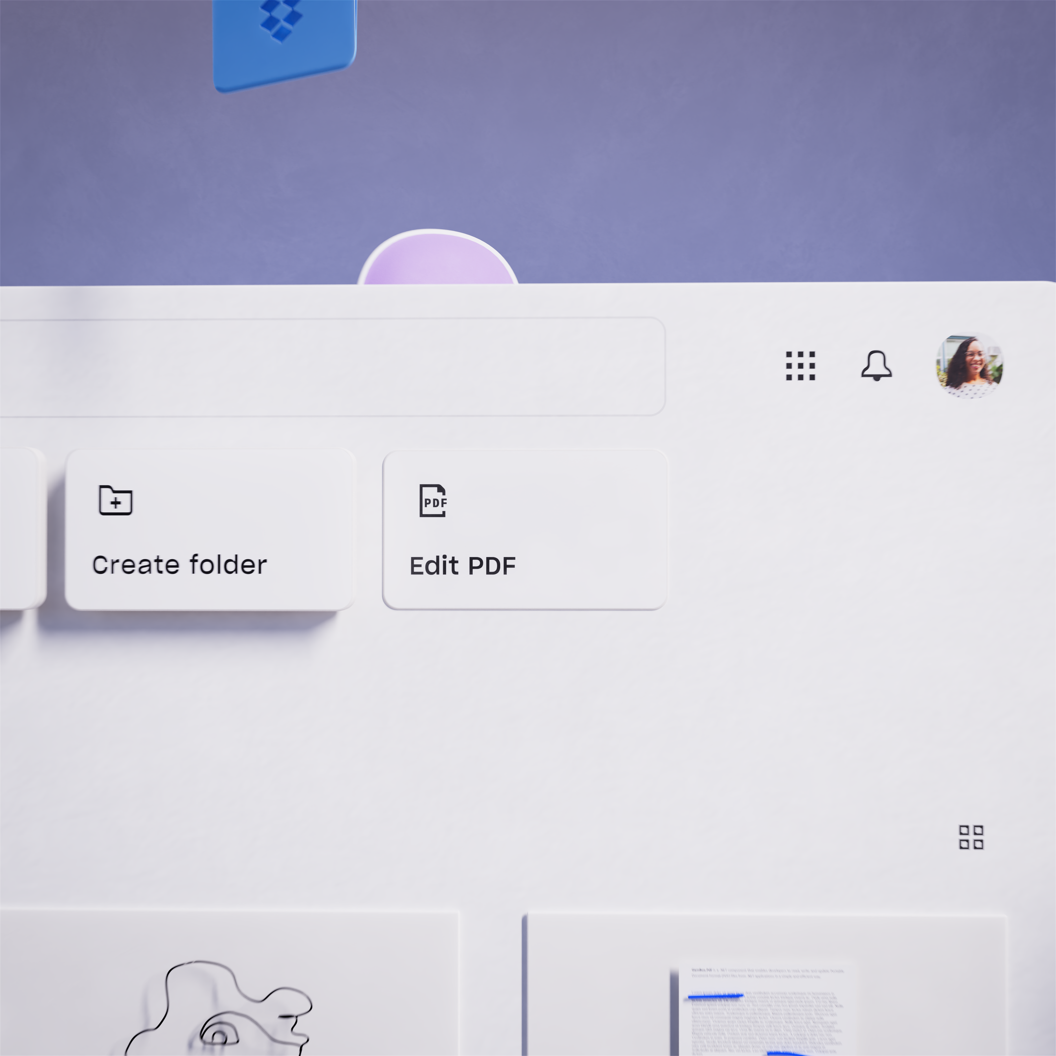 Abstract image of Dropbox new look and features.