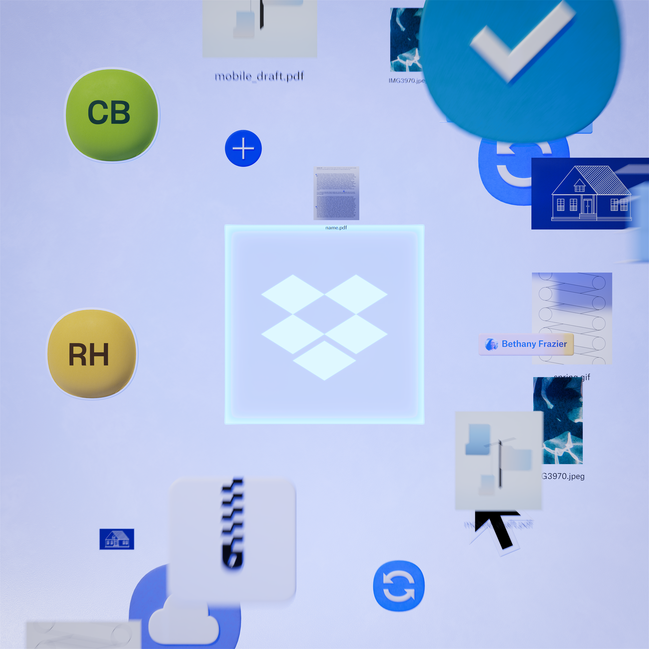Dropbox highlights its new look and features.