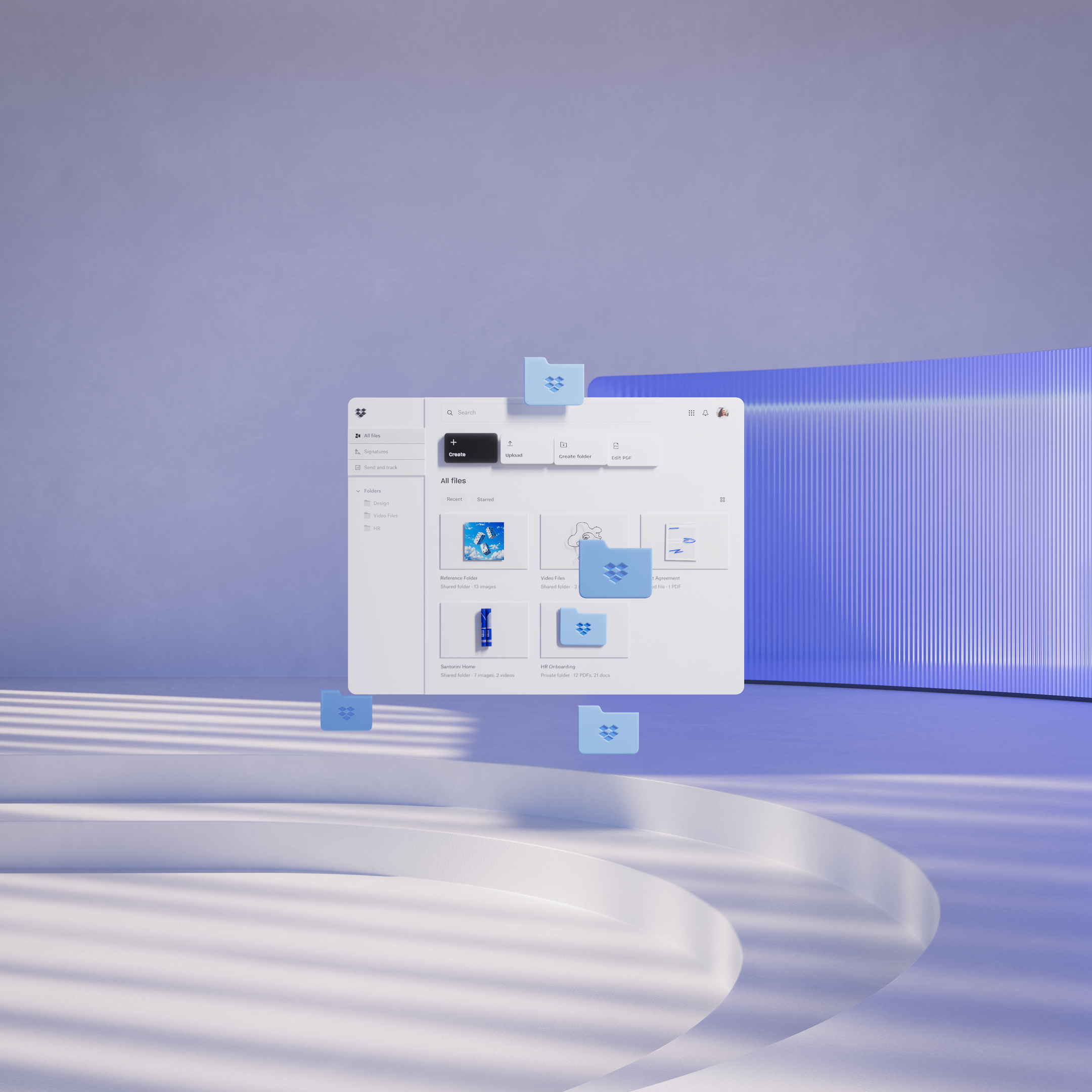 Abstract image of Dropbox new look and features.