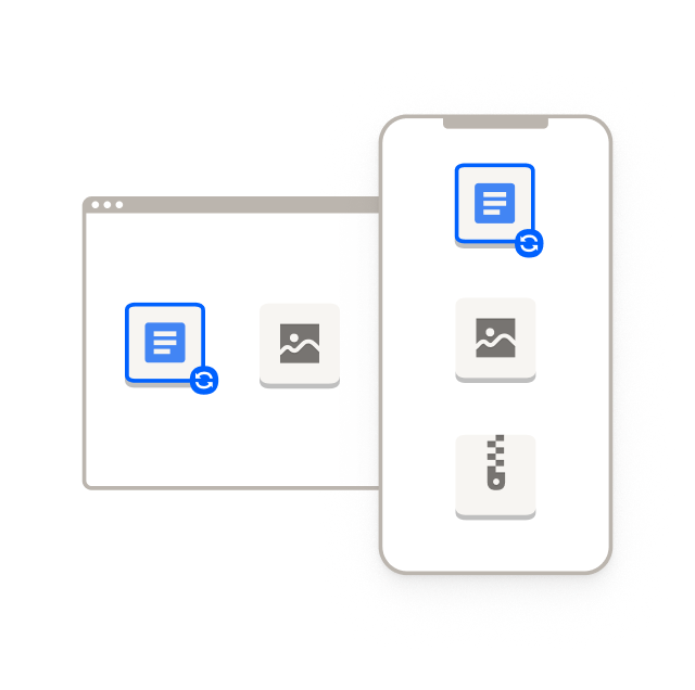 Sync icons on desktop and mobile devices