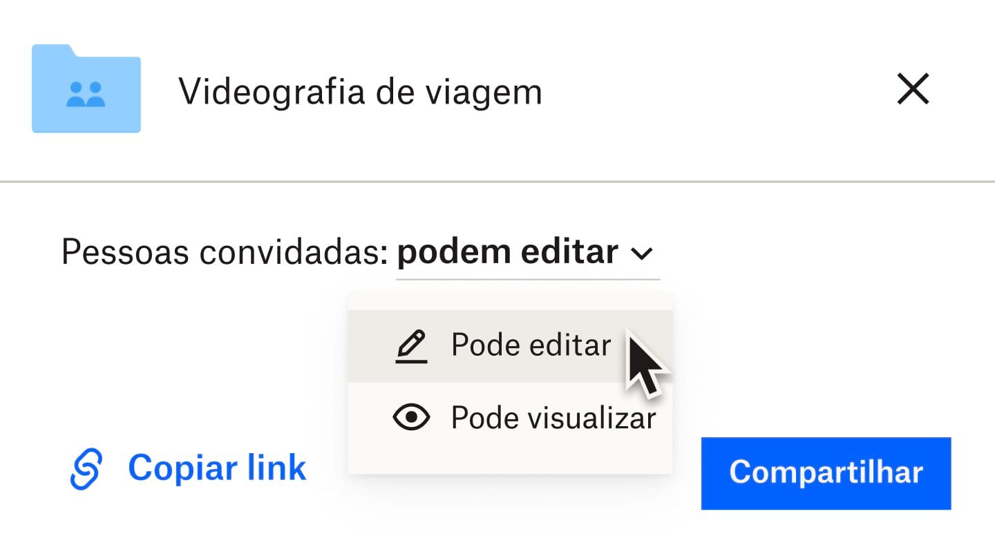 Usuário selecionando "pode editar" para um arquivo que está compartilhando com outros usuários