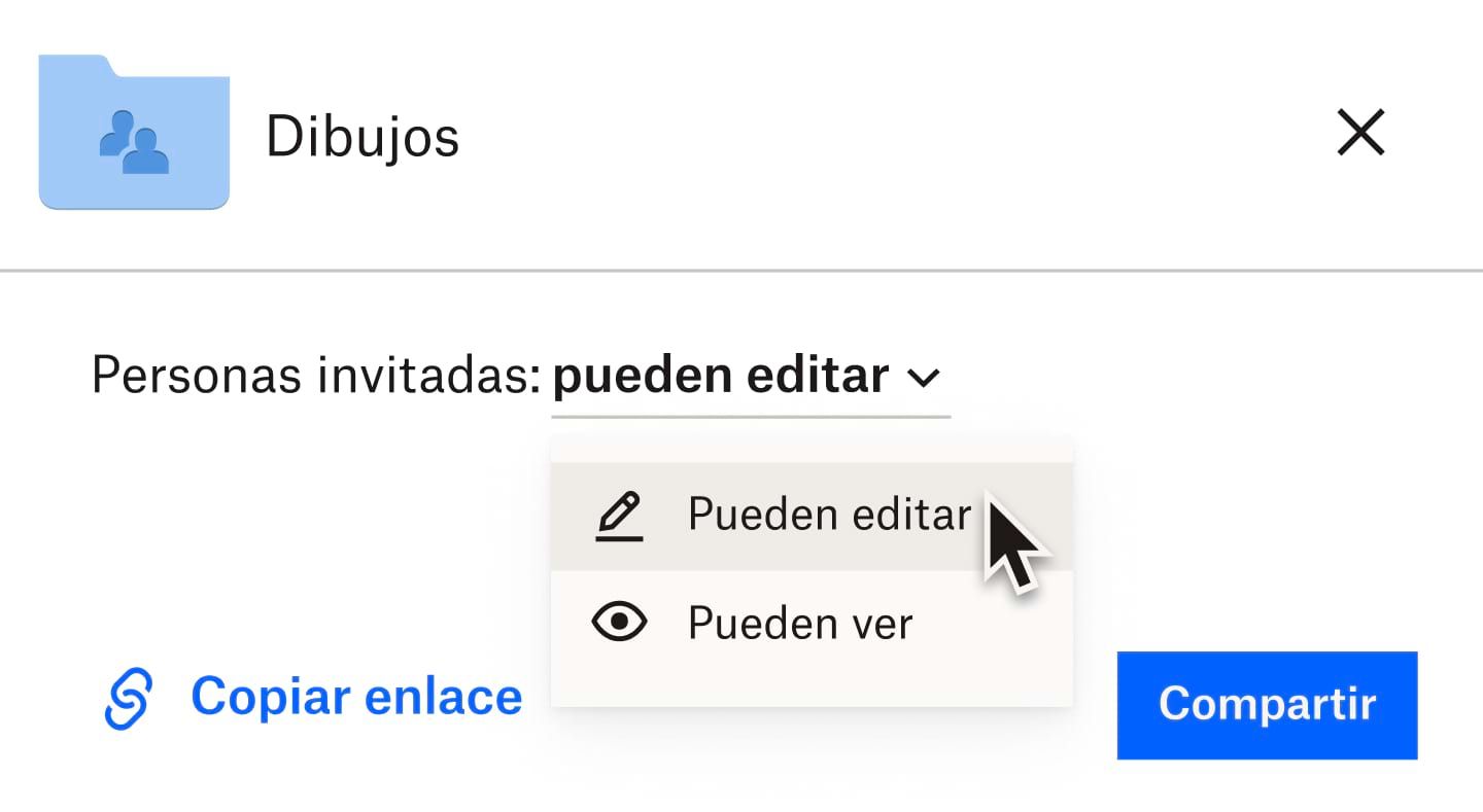 Usuario seleccionando &quot;puede editar&quot; en un archivo que comparte con otros usuarios