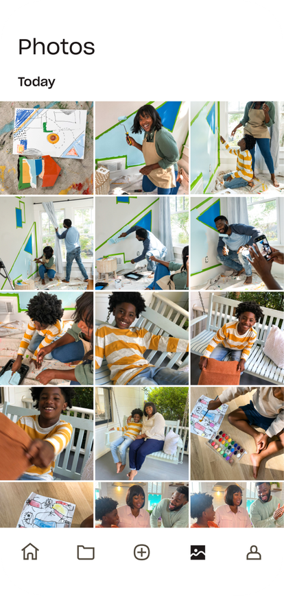 A roll of photos on a mobile phone that will be backed up to Dropbox