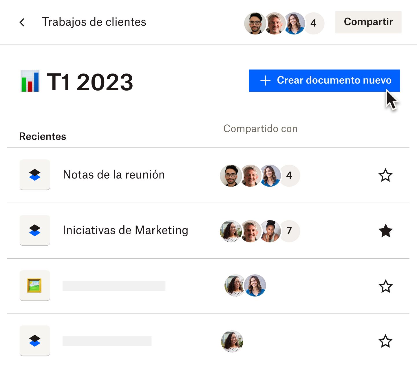 Un usuario crea un nuevo documento en Dropbox Paper