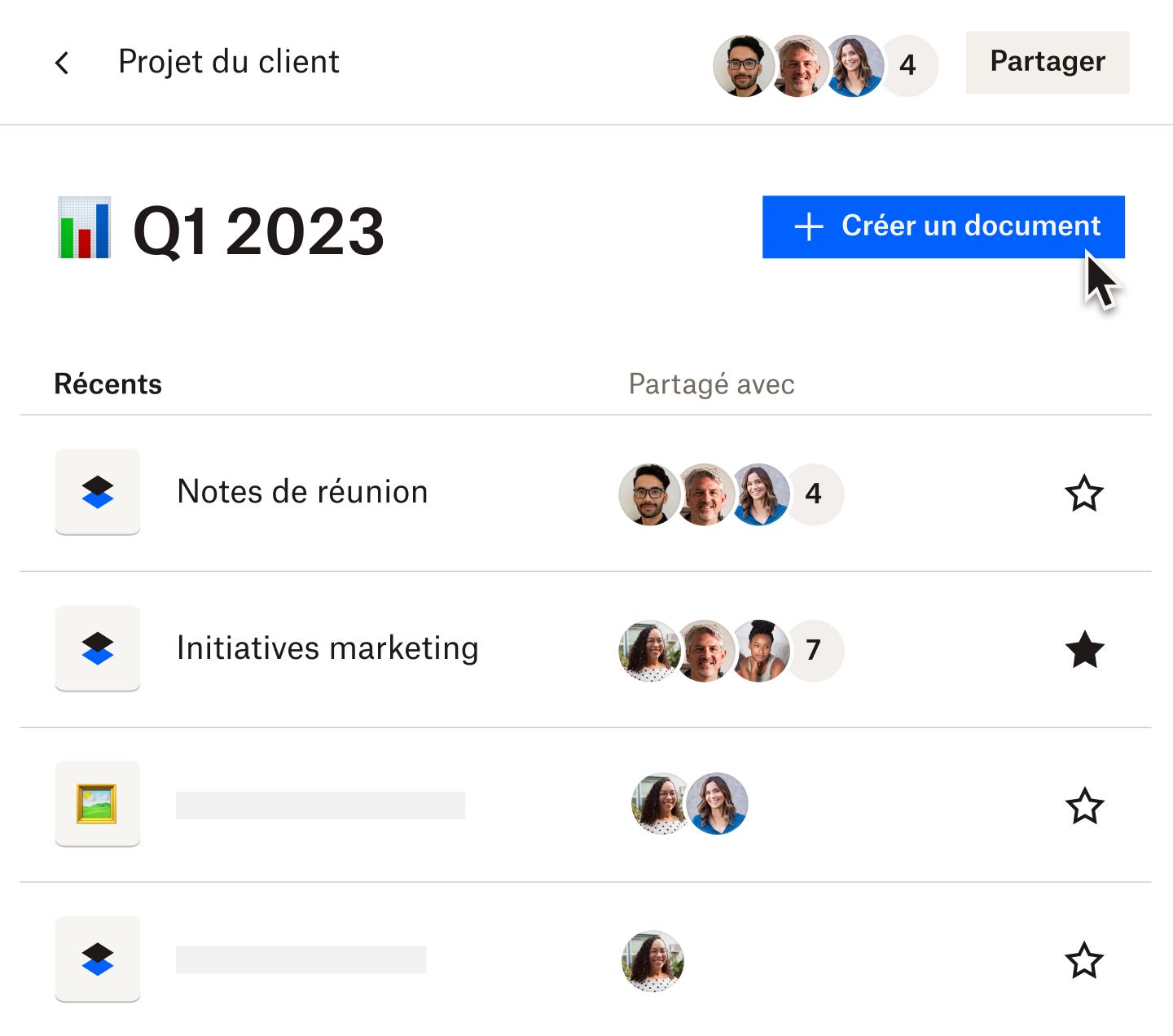 Utilisateur créant un nouveau document dans Dropbox Paper