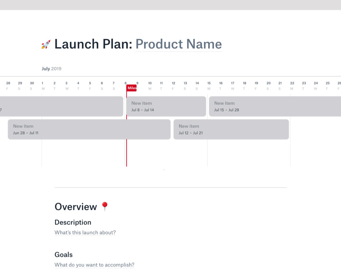 Product launch template
