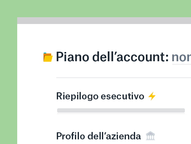 Modello piano dell'account