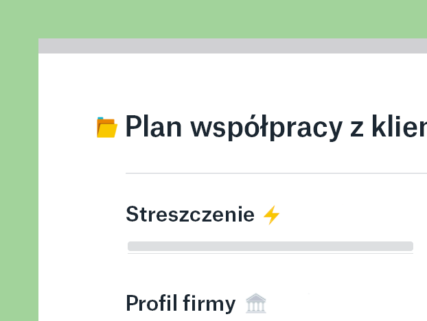 Szablon planu współpracy z klientem