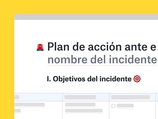 Plantilla de plan de acción de incidentes de emergencia