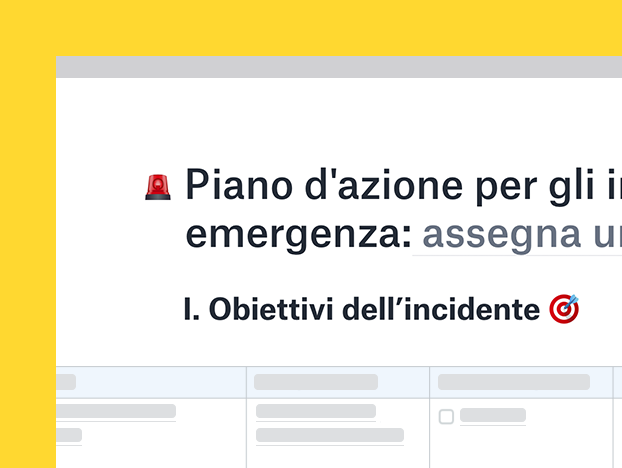Modello piano d'azione di emergenza per gli eventi imprevisti