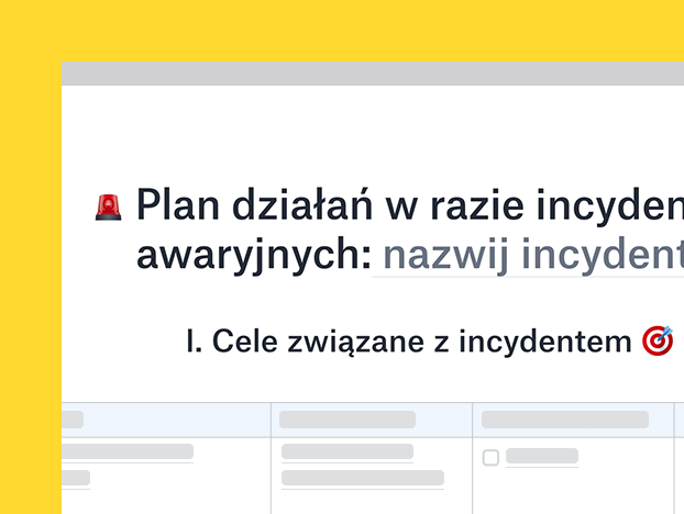 Szablon planu działań w razie incydentów awaryjnych