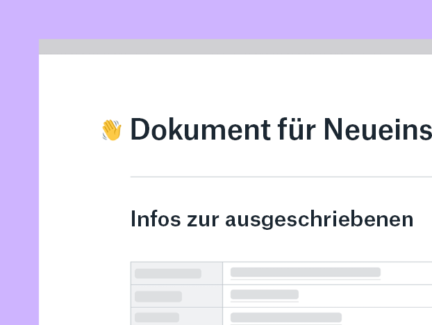 Dokument für Neueinstellungen – Vorlage