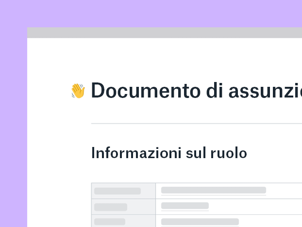 Modello documento di assunzione
