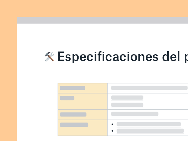 Plantilla de especificaciones del producto