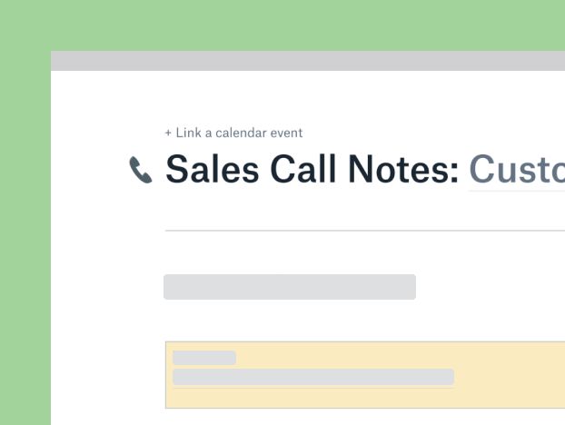 Sales call notes template