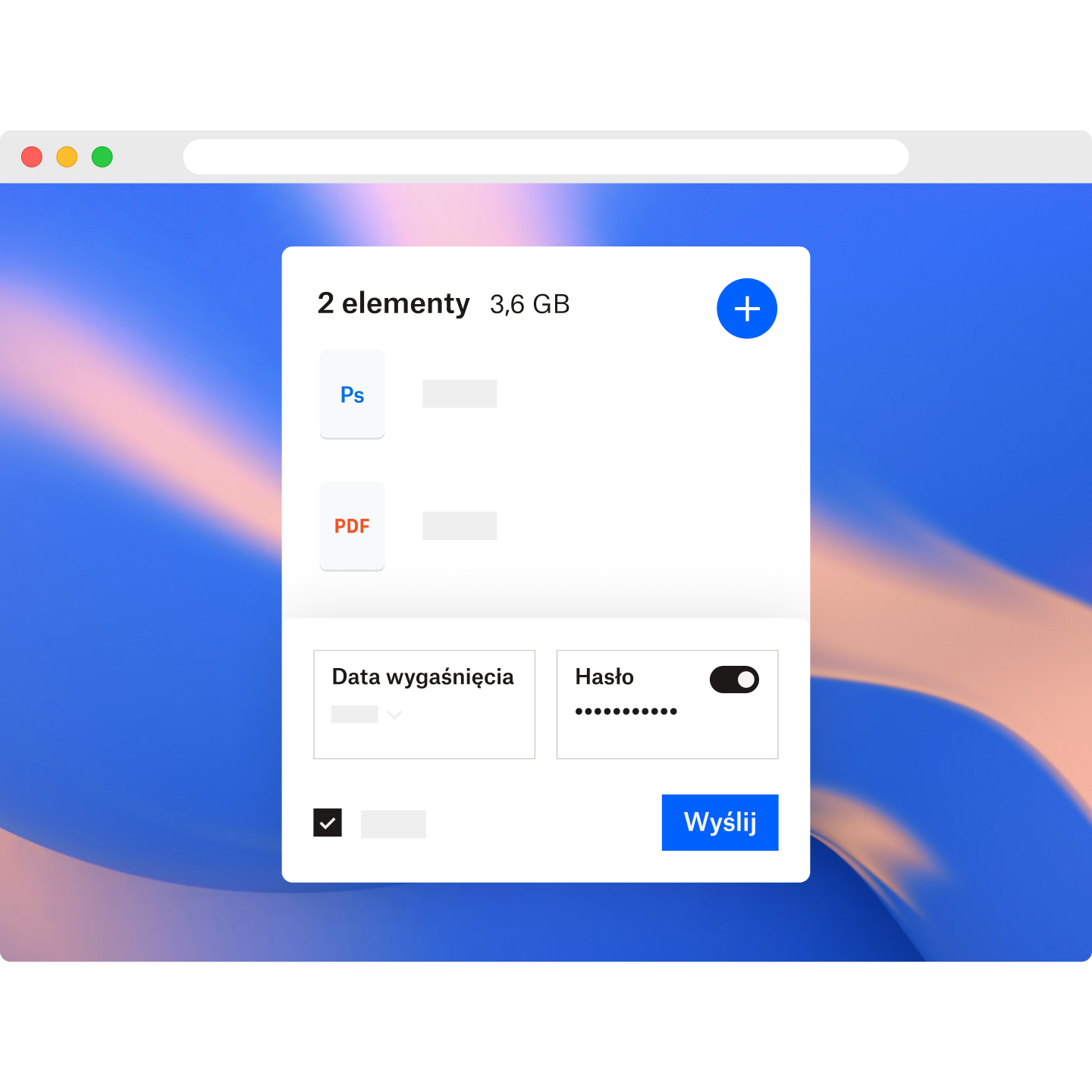 Obrazek przedstawiający moment ustawiania uprawnień dotyczących pliku w Dropbox