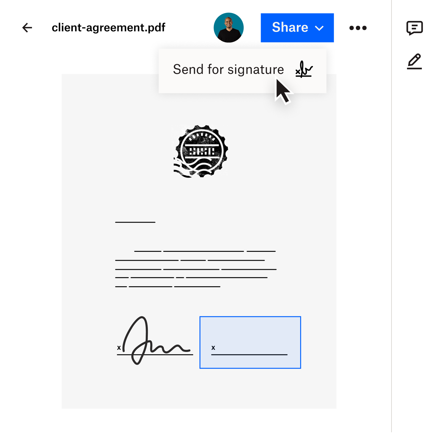 Image of a document being securely transferred to a client using Dropbox Transfer