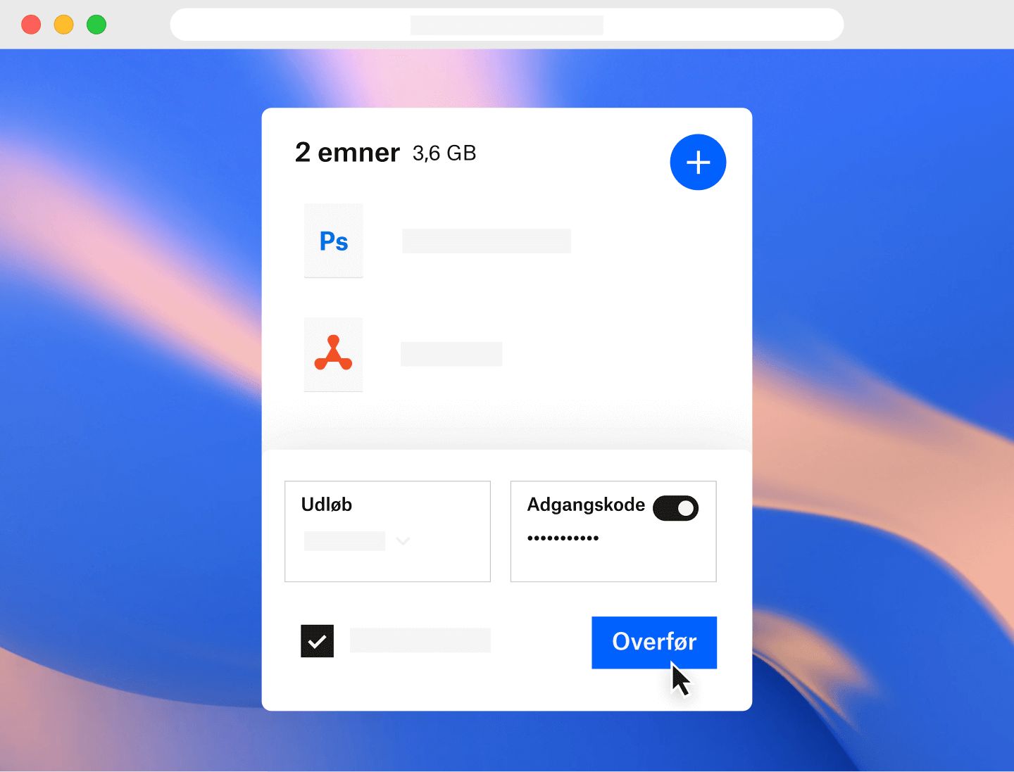 Billede af tilladelser til en fil, der indstilles i Dropbox