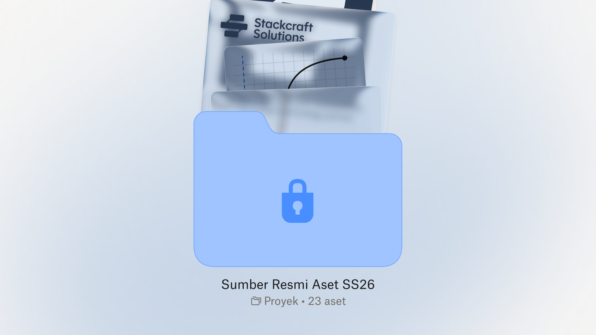 Folder aman dengan beragam dokumen, gambar, dan file data, yang mewakili penyimpanan cloud yang terlindungi.
