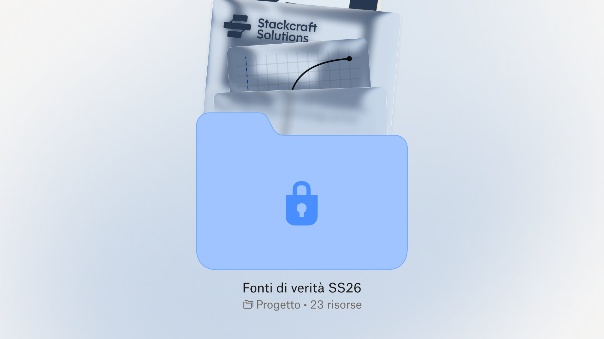 Cartella sicura con una combinazione di documenti, immagini e file di dati, che rappresenta uno spazio di archiviazione cloud protetto.
