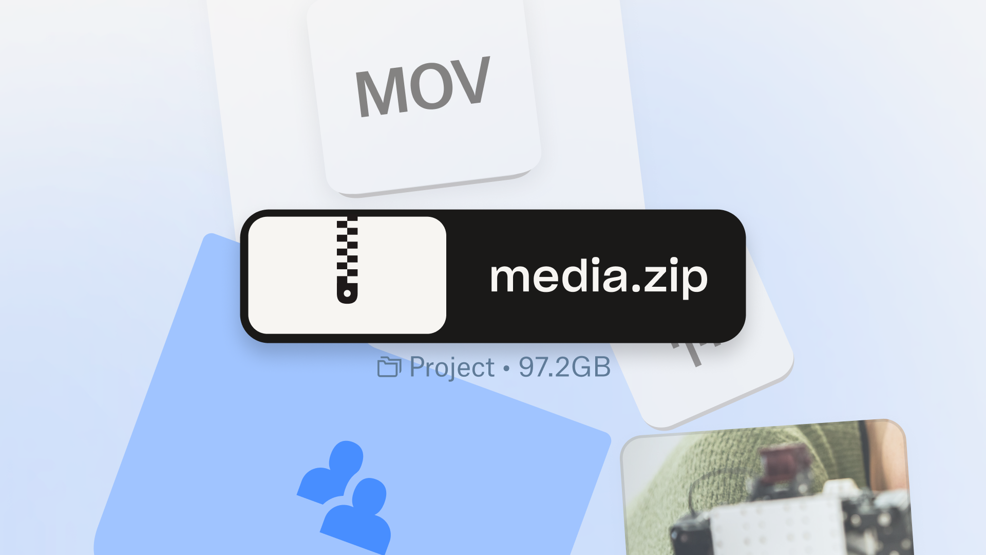 Collection of large media files, including a 97.2 gigabyte project, compressed for easy sharing.