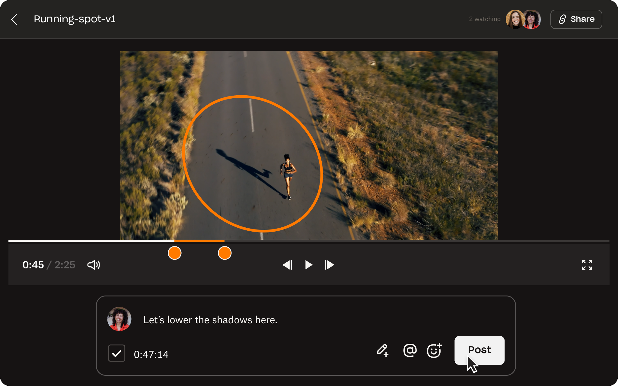 A team of stakeholders provide frame-accurate feedback via Dropbox Replay.
