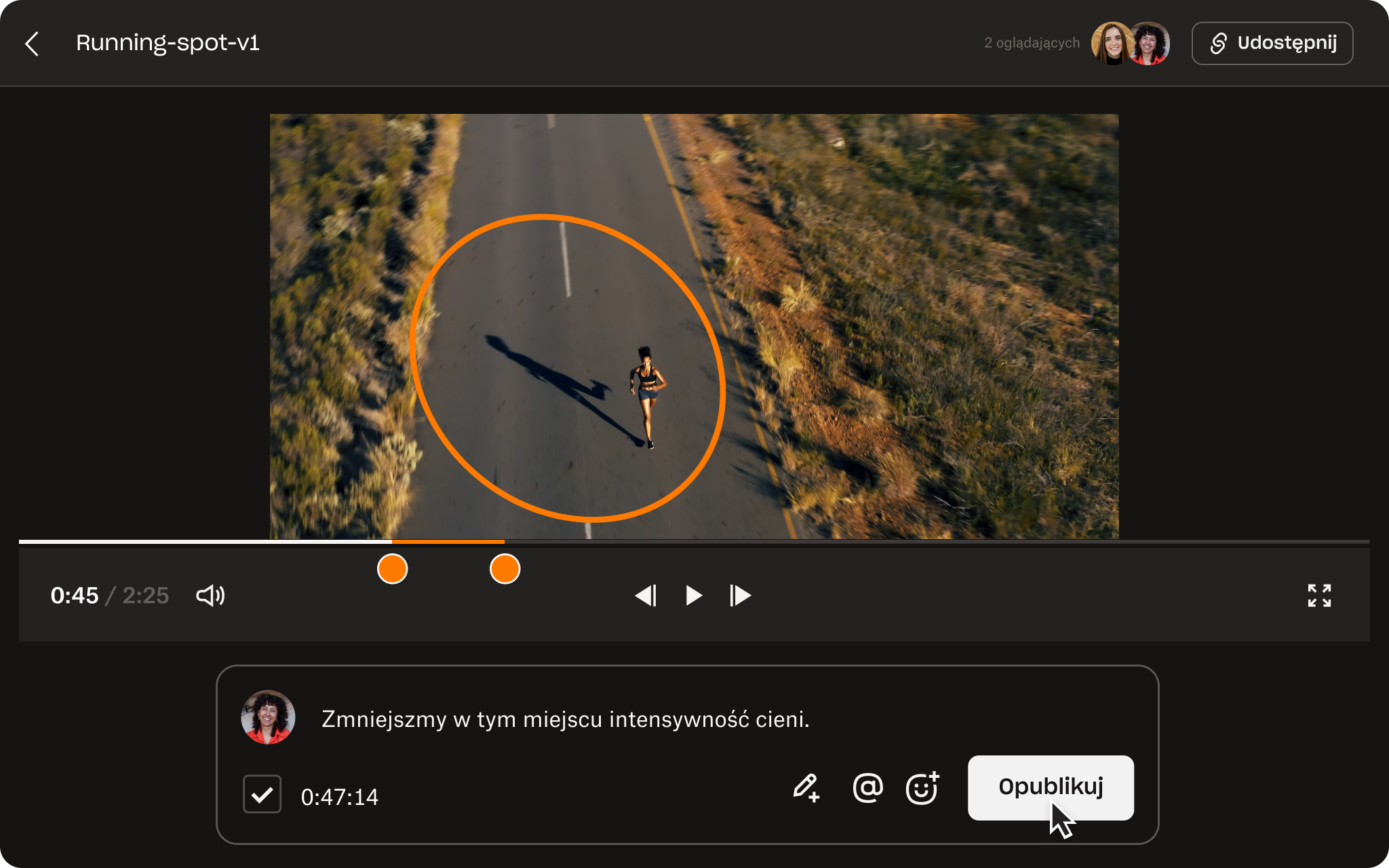 A team of stakeholders provide frame-accurate feedback via Dropbox Replay.
