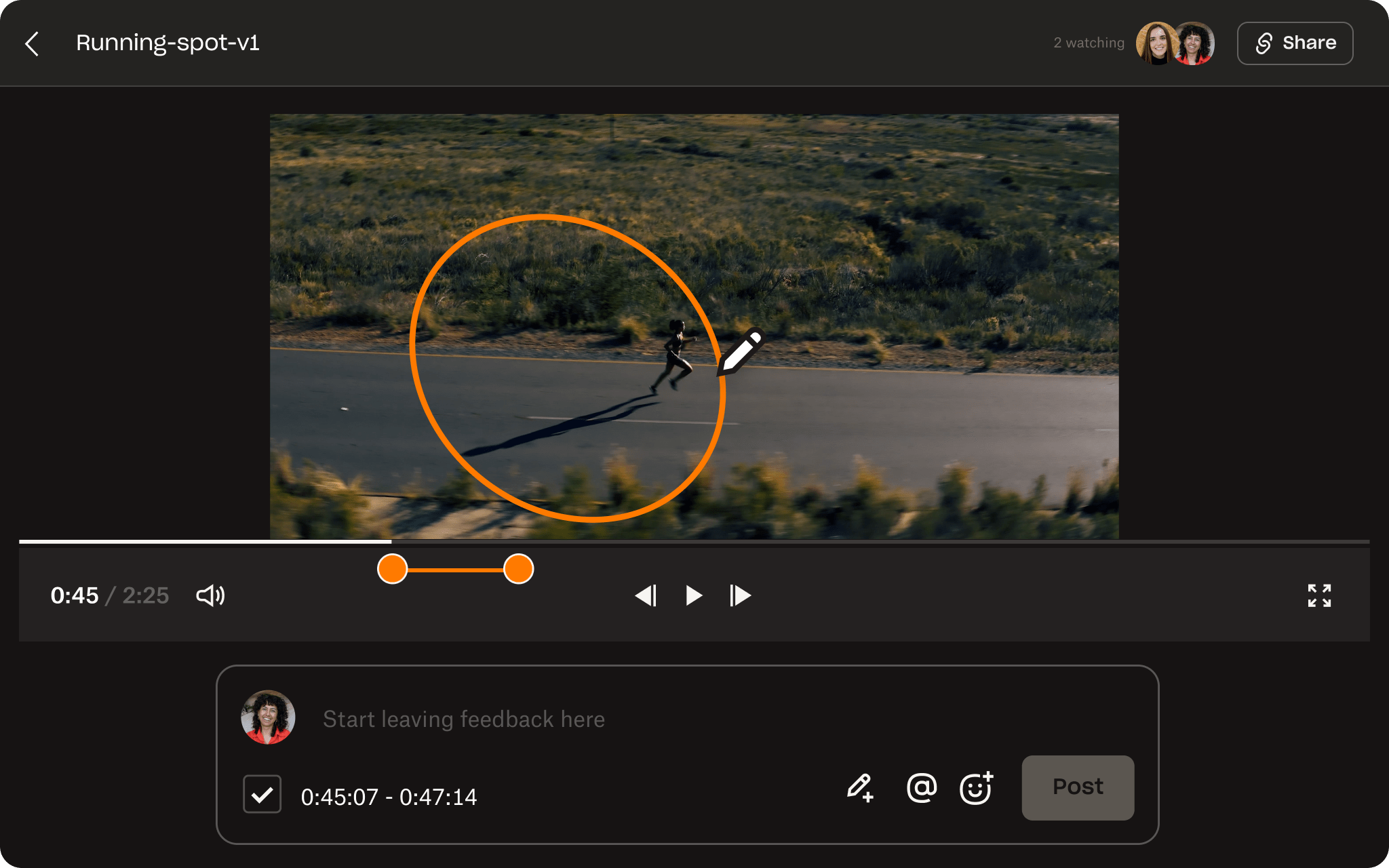 ​​A team of stakeholders provide frame-accurate feedback via Dropbox Replay.