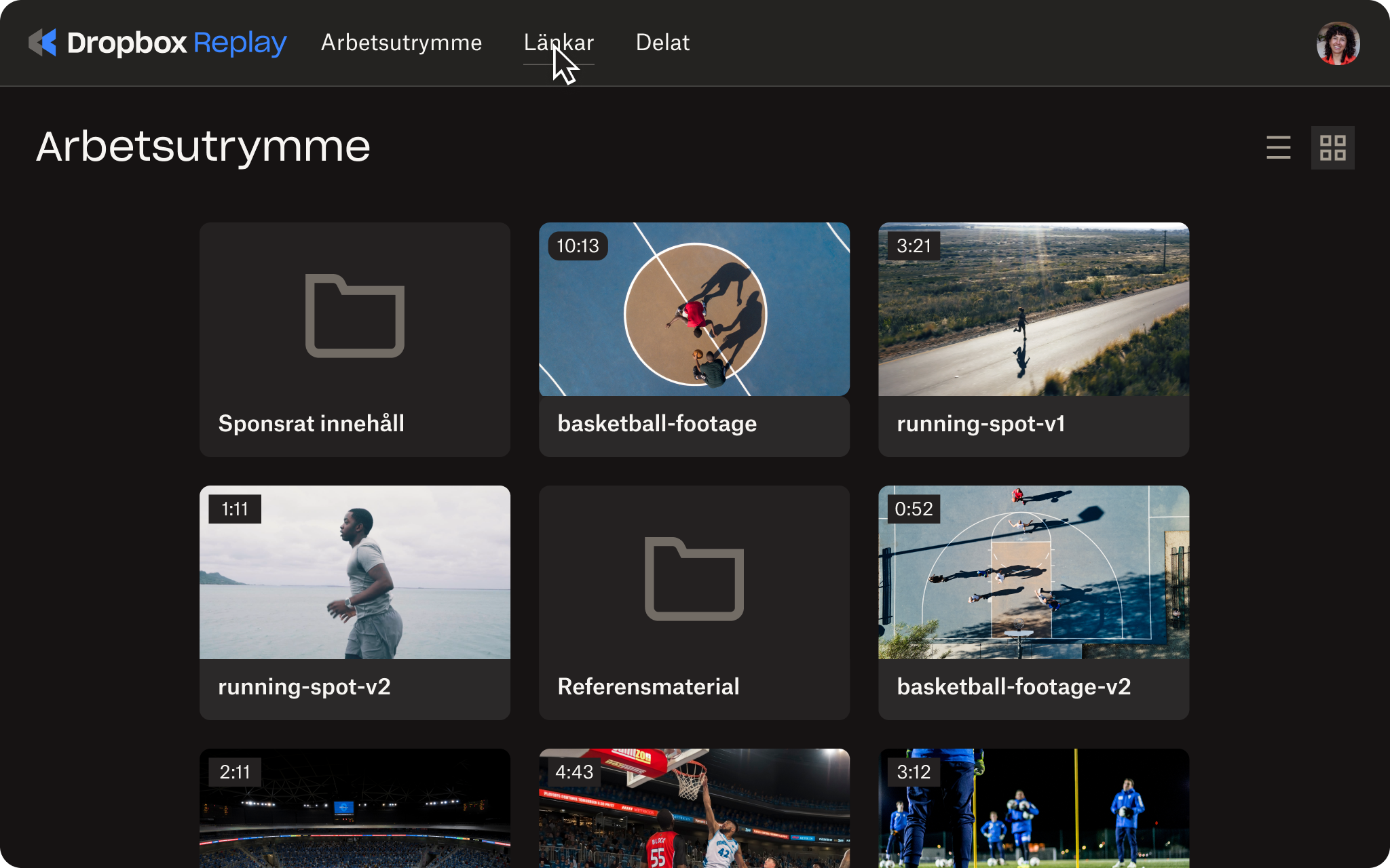 Dropbox Replay-gränssnitt för länkar