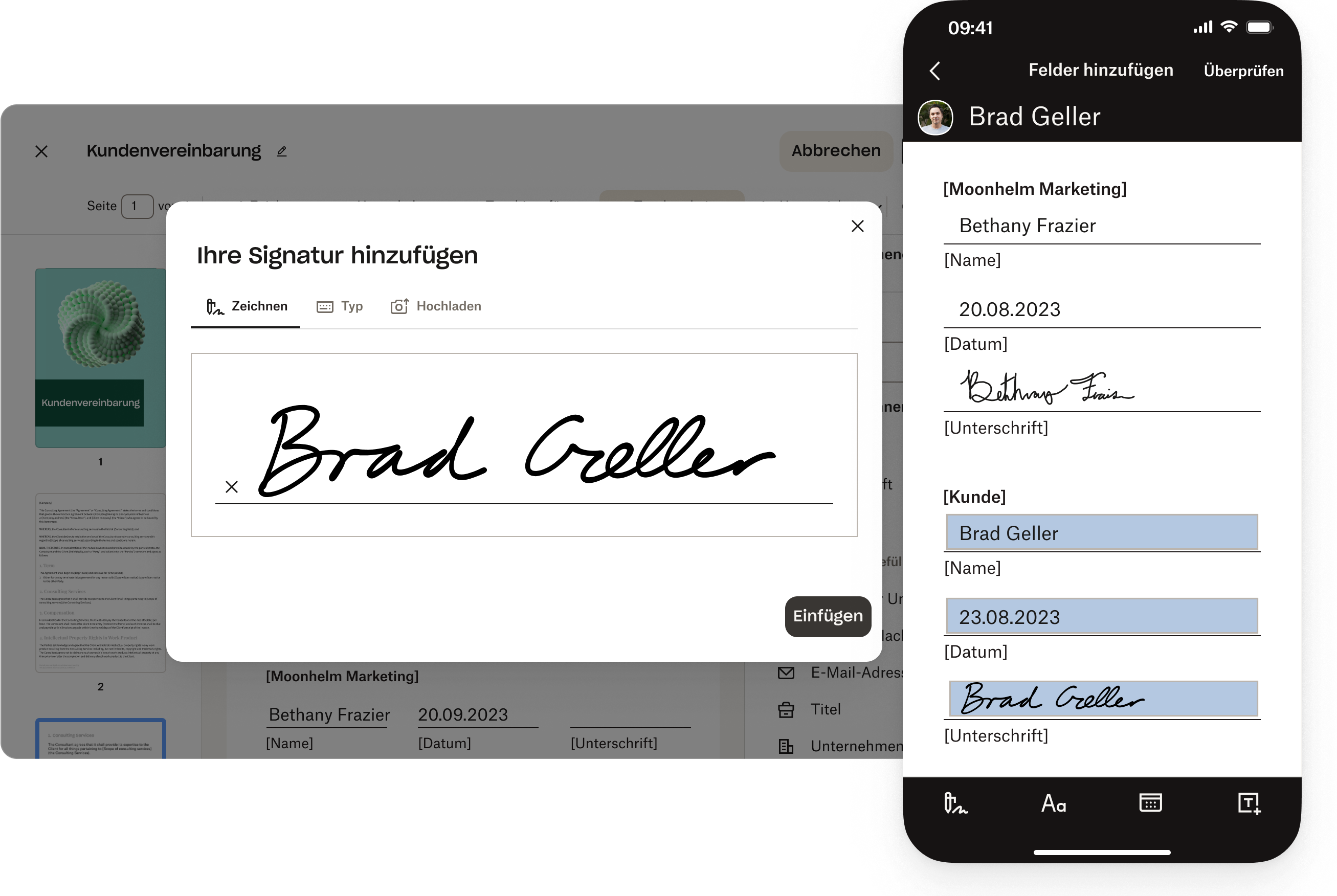 Signaturen-Startseite von Dropbox mit der Schaltfläche „Erinnerung senden“