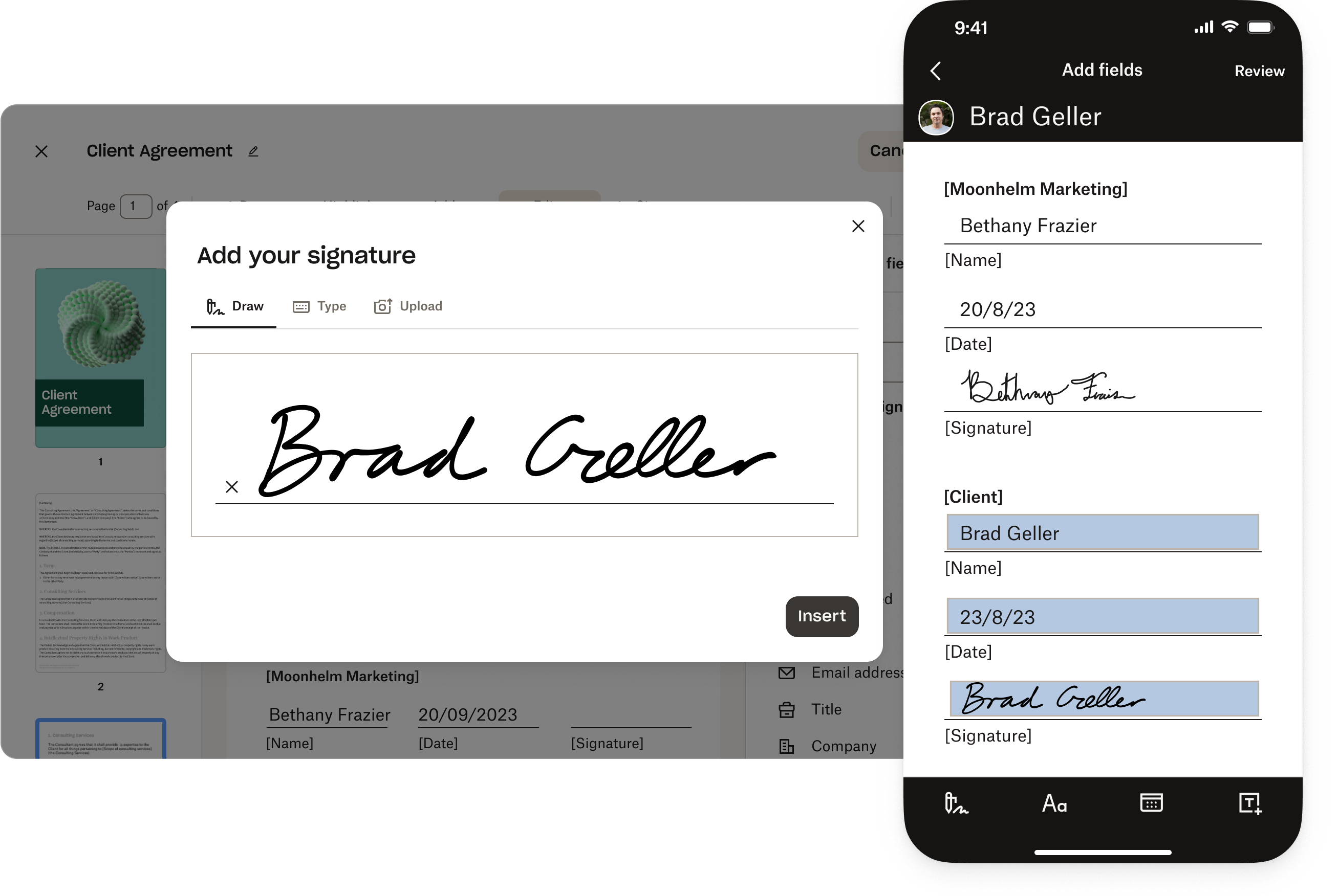 Dropbox signatures home with send reminder button