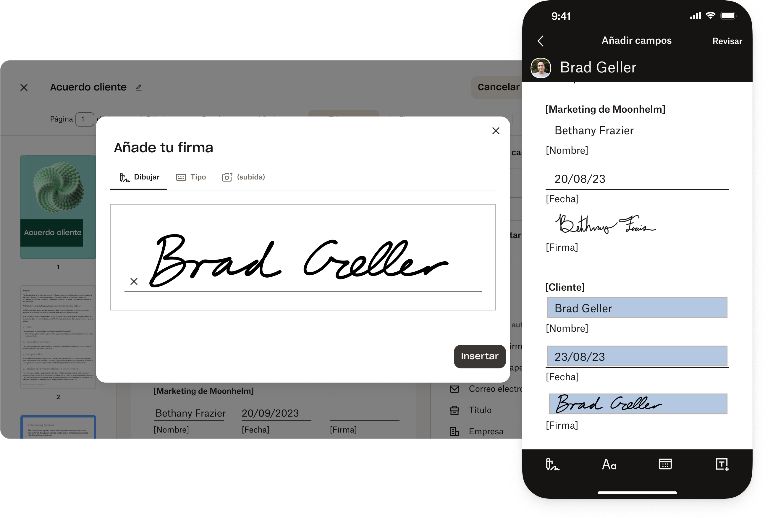 Página principal de las firmas de Dropbox con el botón &quot;Enviar recordatorio&quot;.