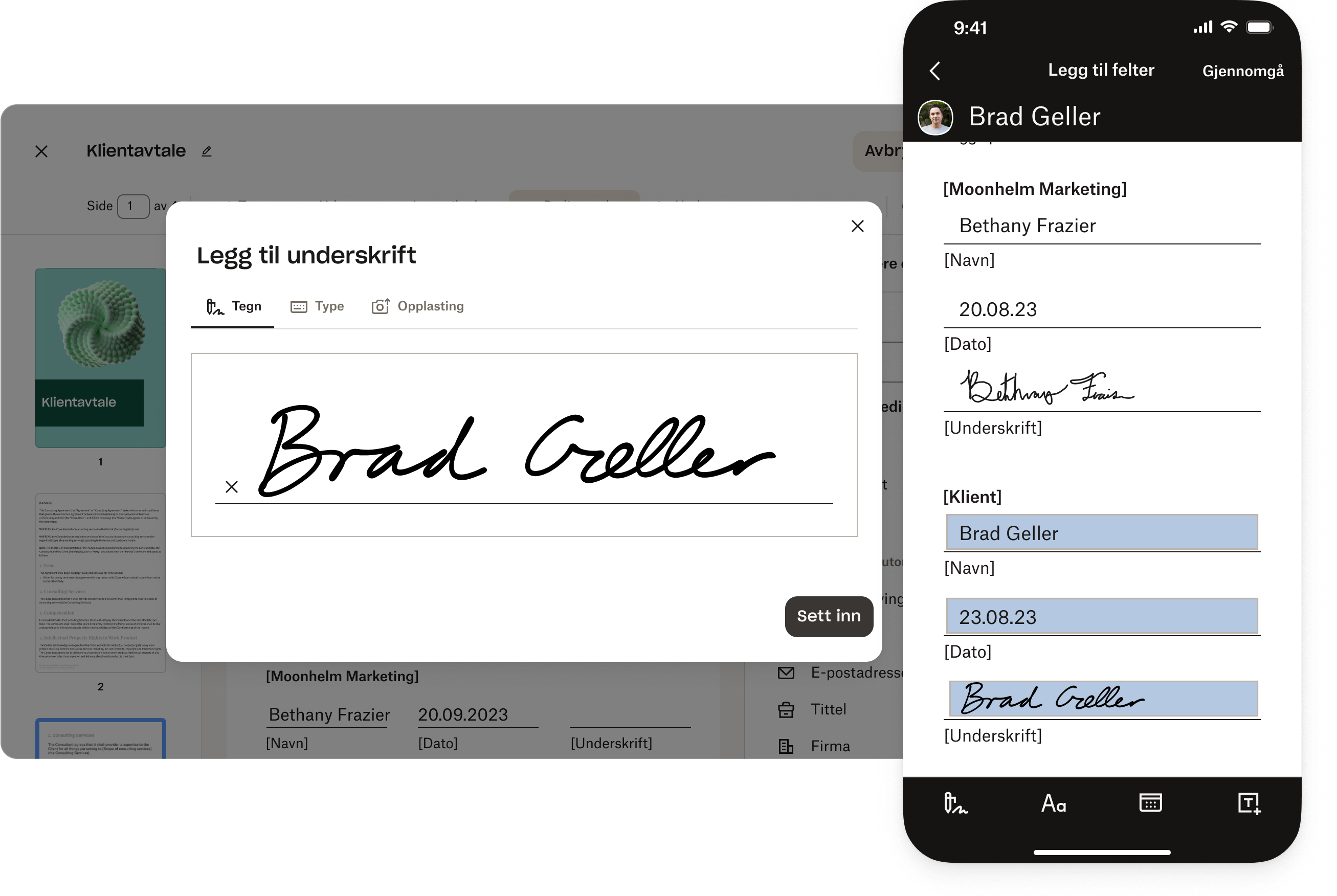 Startside for Dropbox-underskrifter med send påminnelse-knapp 