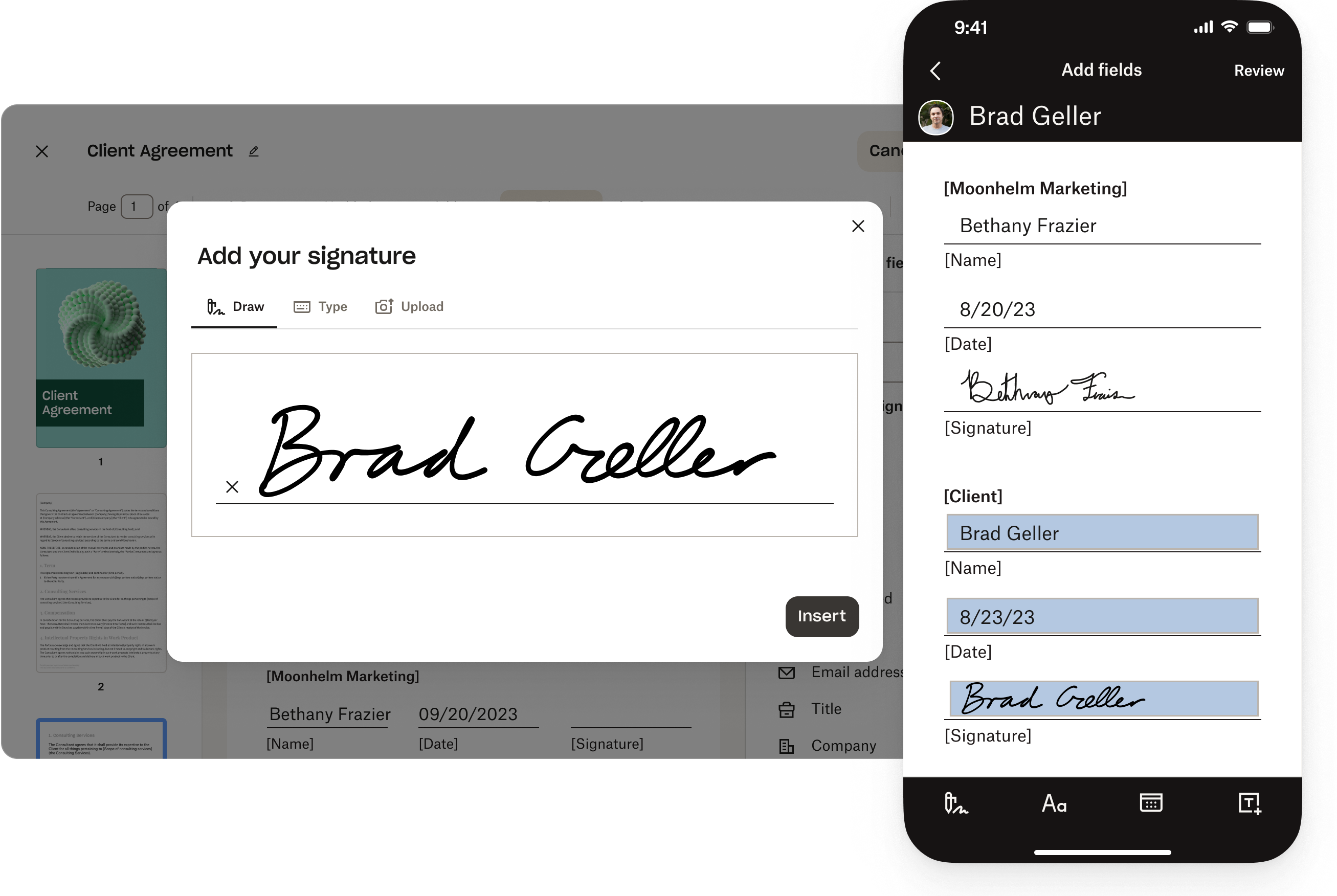 Dropbox signatures home with send reminder button