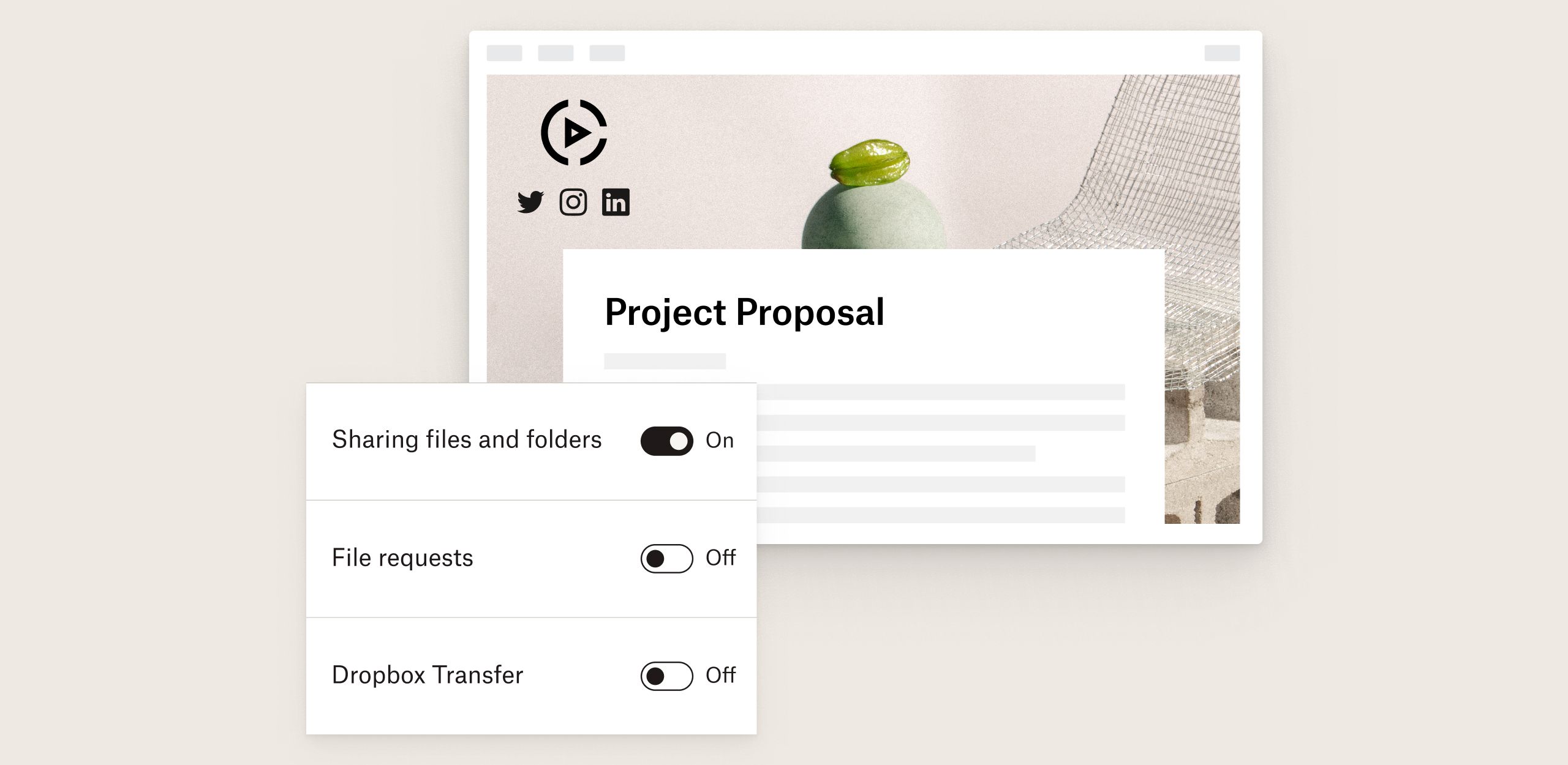 Product UI shows how to enable sharing