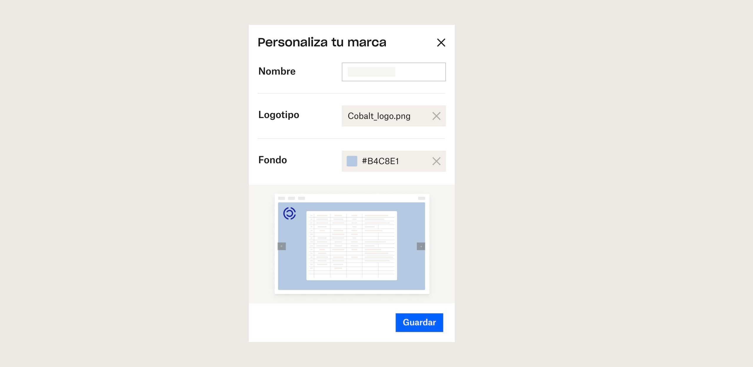 Un usuario previsualiza los cambios en el intercambio de archivos de la marca dentro de Dropbox